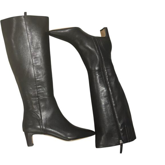 J. Crew Women's Faux Leather Snip-Toe Boots Knee High Black Size 7.5 NWOB - Picture 5 of 12